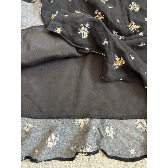 Forever 21 Black Floral Ruffle Mini Skirt Size L Y2K Coquette Cottagecore - Picture 6 of 6